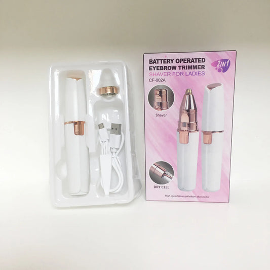 Depiladora eléctrica portátil 2 en 1, recortadora de cejas, depiladora corporal, facial y de labios para mujer, mini afeitadora recargable sin dolor.